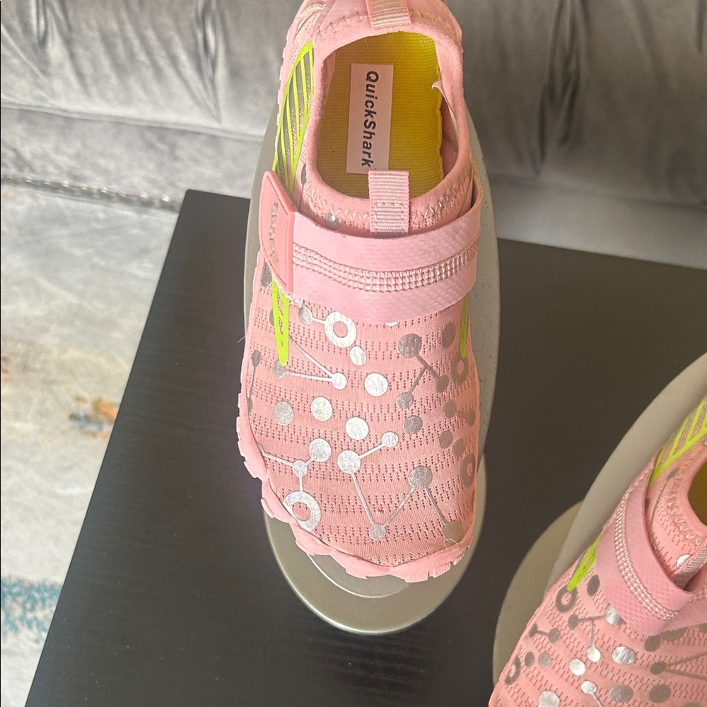 Kids Water Shoes - Pink with Neon green and silver Accents - Picture 2 of 14